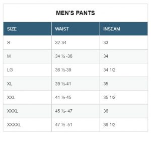 Size Chart Chaps