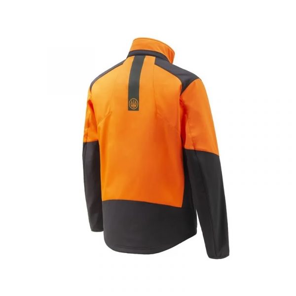 GU624T211409OU BUTTE SOFTSHELL JACKET EBONY & ORANGE HV Back