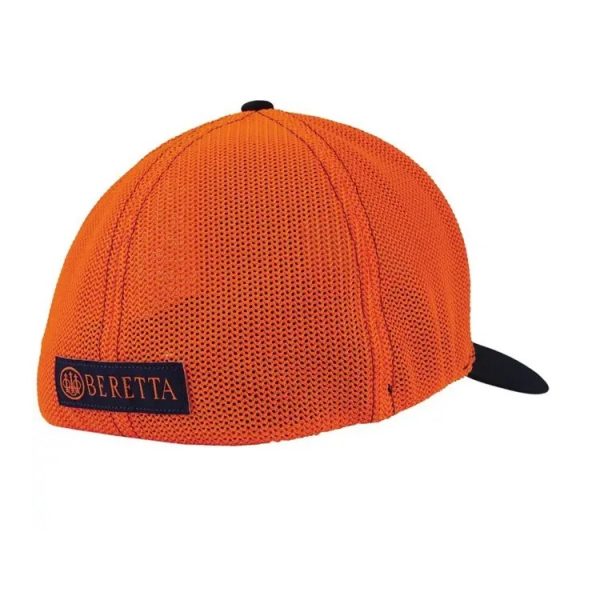 BC026T1675030SL BERETTA TKAD FLEXFIT TRUCKER NAVY AND NEON ORANGE LARGE Back