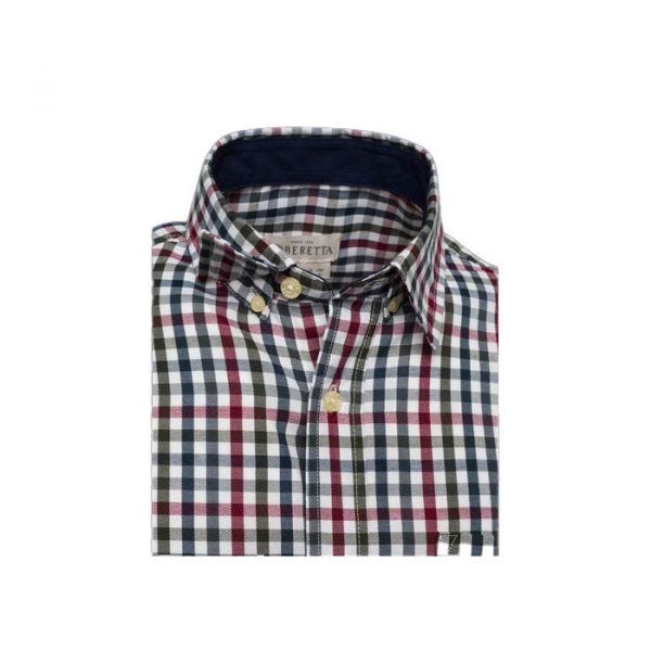 LU322T240501D1 ELLIS LS SHIRT WHITE & BORDEAUX Closeup