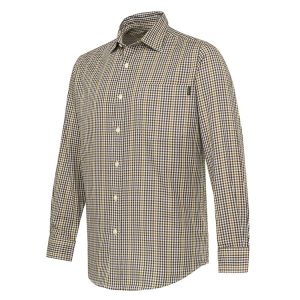 LU382T247404F1 BRYGGEN SHIRT APRICOT & BORDEAUX CHECK Ps