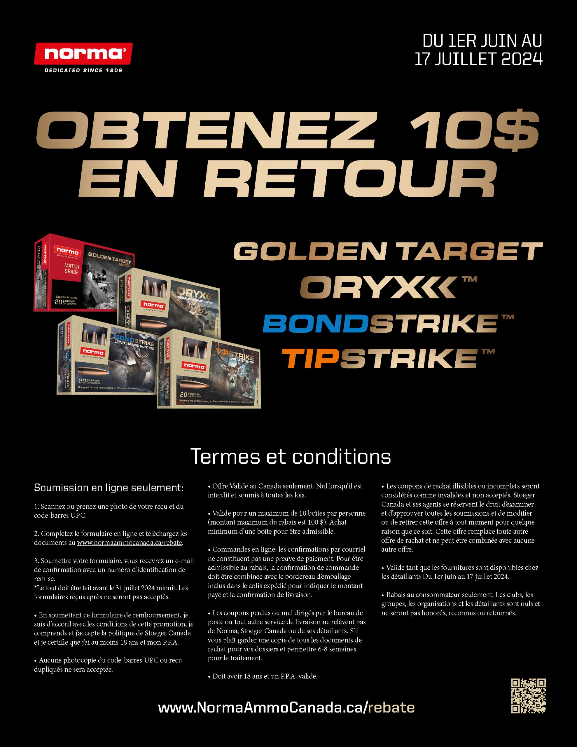 Canadian Norma Rebate Ammunition Termes et condition French Canada Ammo