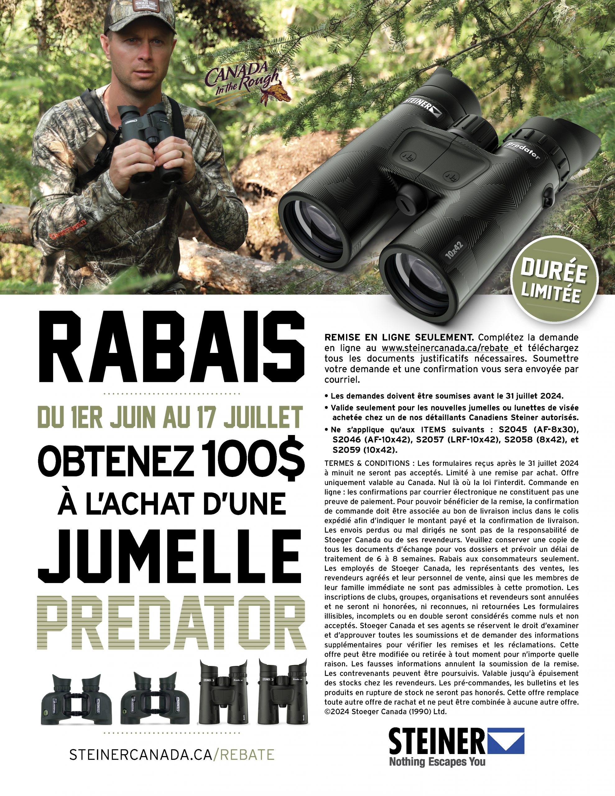 Predator 2024 Rebate - Poster and Termes Canada Binoculars Steiner